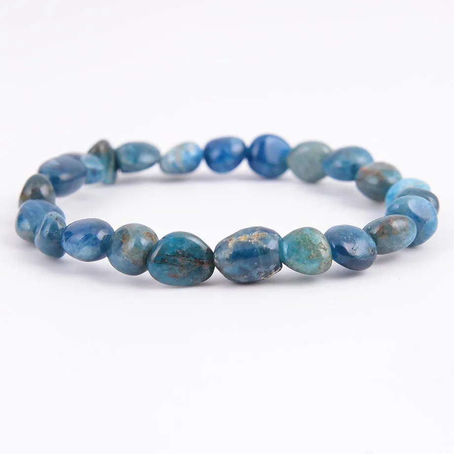 Free Shipping Stretch Irregular Natural Stone Bracelet Apatite Beads Fashion Bangles DIY for Girls Ladies Jewelry B112