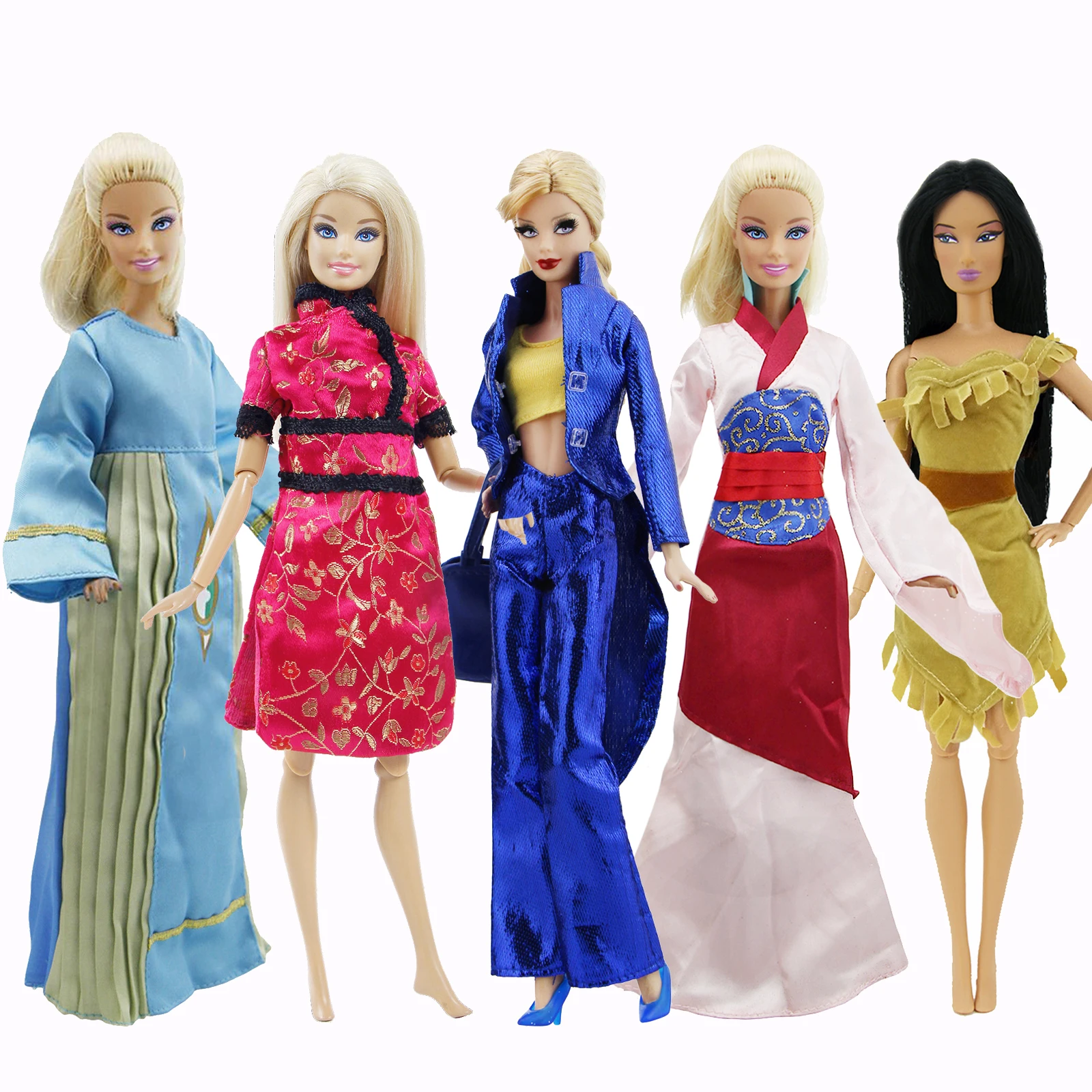 5x наряды винтажный халат бальное платье одежда с сумкой обувь для Барби аксессуары для кукол игрушки набор Китайский Японский Корея и т. Д