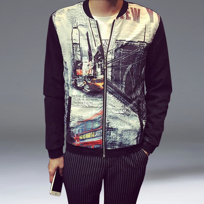 New Arrival Spring & Autumn Fashion Men Jacket Printed Slim Jackets