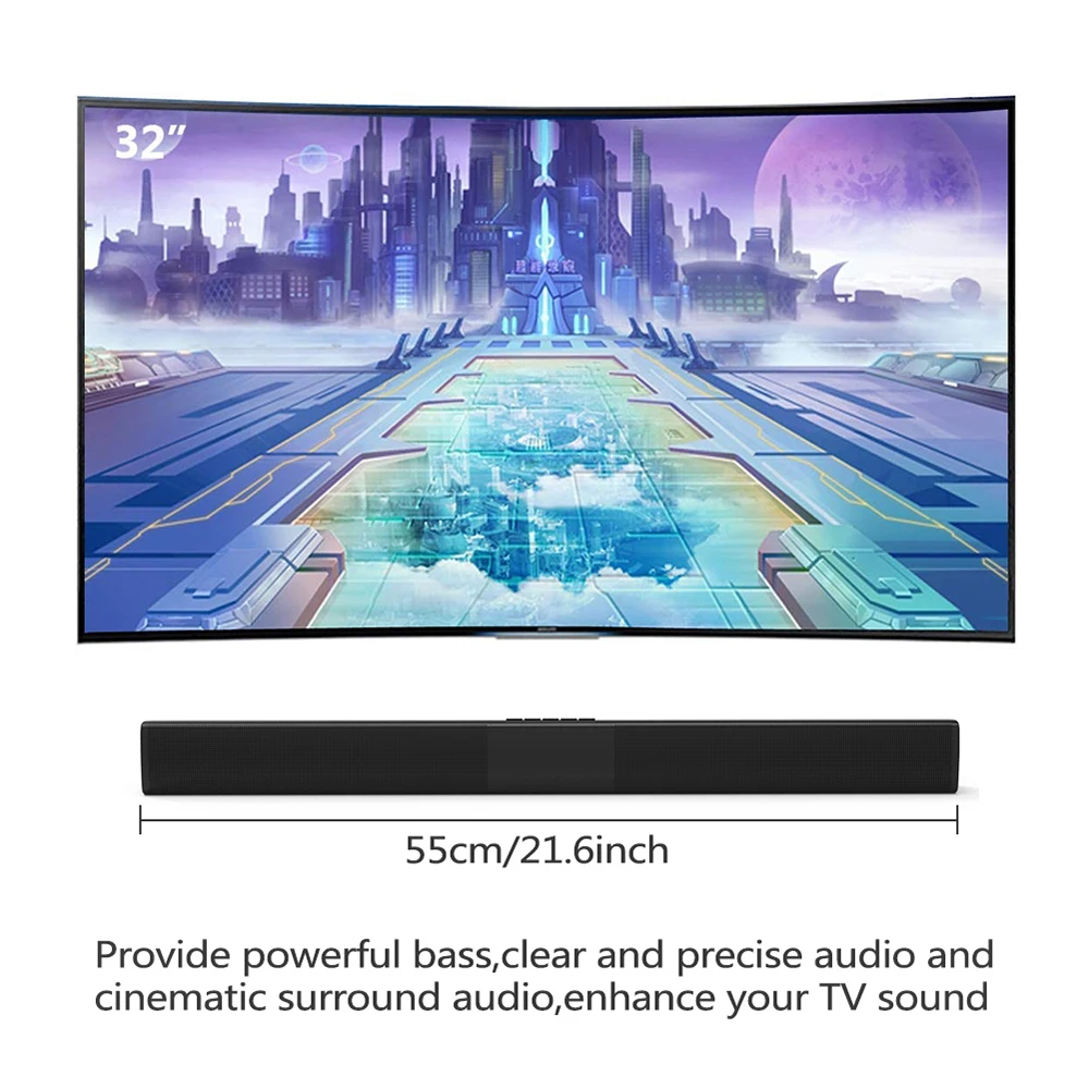 DOOLNNG BS-28B TV Bluetooth Speaker 20W Soundbar Home Theater Wireless 3D Surround Stereo Bass Subwoofer Portable Speakers