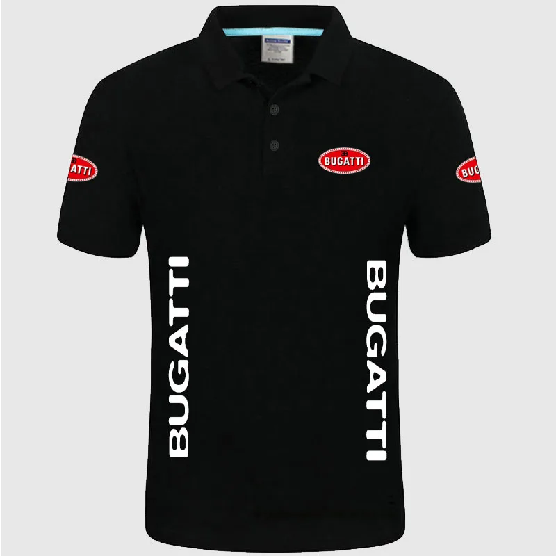 Летняя Высококачественная брендовая рубашка поло с логотипом Bugatti, рубашка с коротким рукавом, модная повседневная Однотонная рубашка поло, рубашки унисекс