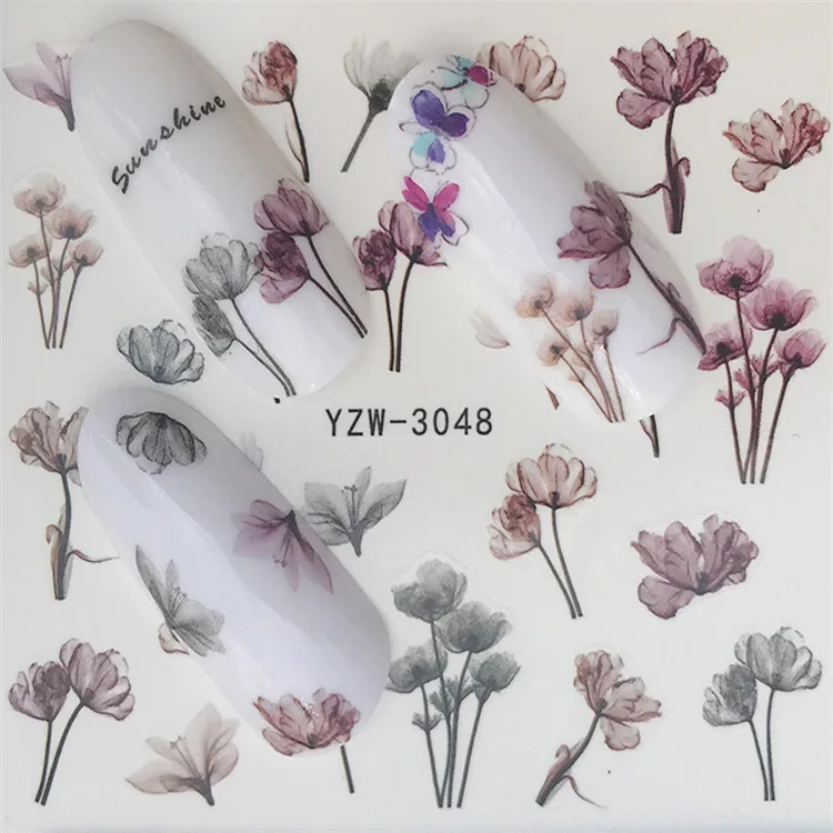 

Nail sticker art decoration flower orchid slider adhesive Water Transfer decals manicure lacquer art accessoires polish foil
