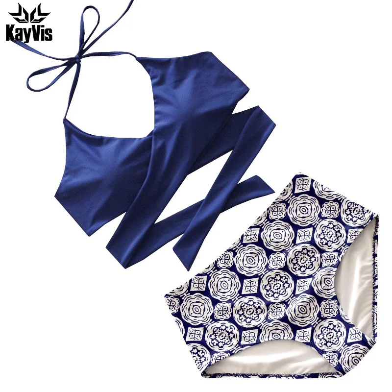 

KayVis Sexy Criss Cross Bikini 2019 Bandage Brazilian Swimsuit Women Padded Swimwear Bikini Set Wrap Top Bathing Suits Biquini