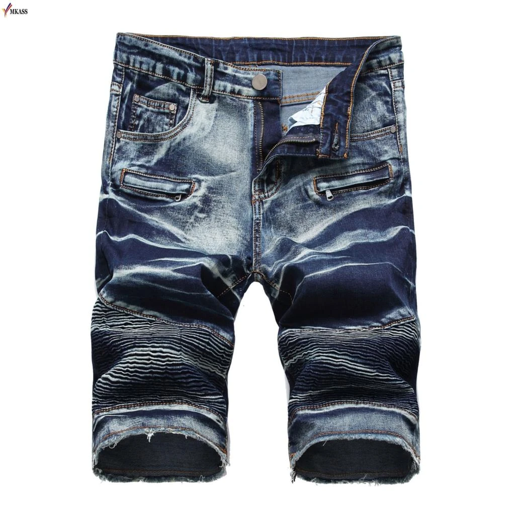 2018 New Summer Denim Shorts Men Stretch Slim Fit Short Jeans Mens Designer  Cotton Casual Distressed Shorts Knee Length Short|Casual Shorts| -  AliExpress