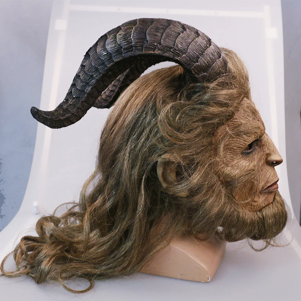 2017 Hot Movie Beauty and the Beast Adam Prince Mask Cosplay Horror Mask Latex Lion Helmet Halloween Party