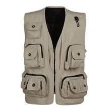 Летний модный высококачественный сетчатый жилет многокарманный жилет, жилет оператора Рабочий жилет; мужской жилет Размер: L-XXXL