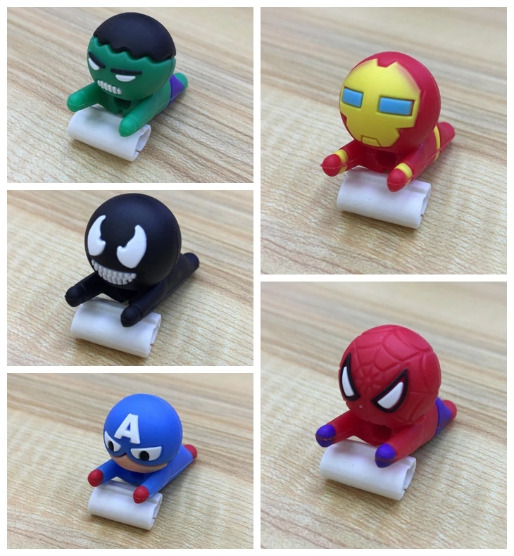 

Cable Bite Marvel Avenger Super Heroes Cute Cable Bites Winder Phone Protector For Iphone IPad Protection Data Line Mobile Toys