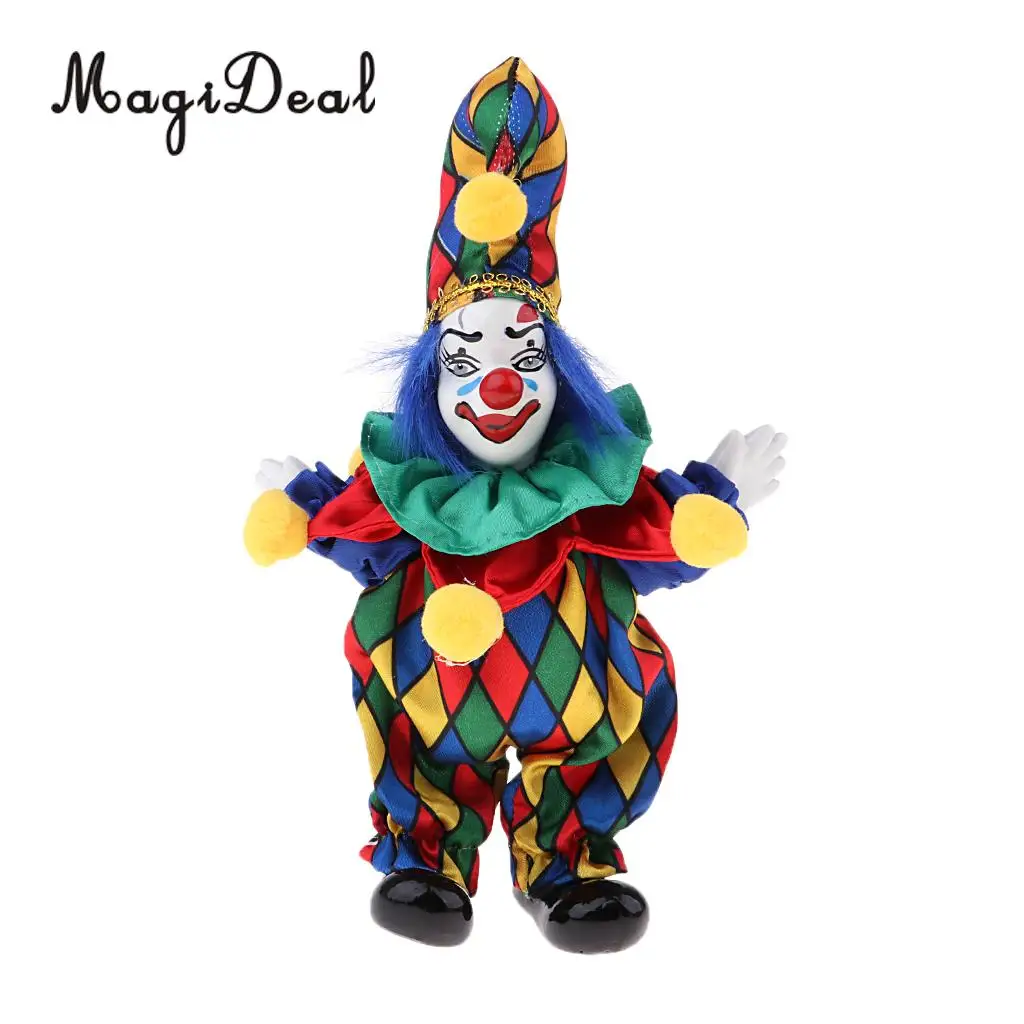 6inch Funny Clown Man Doll Wearing Colorful Costume Halloween Ornament #3