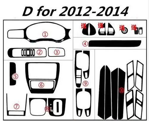 Полный набор автомобильных наклеек из углеродного волокна для 2006-2011 2012-- VW Volkswagen Jetta MK6 - Название цвета: D 2012-2014