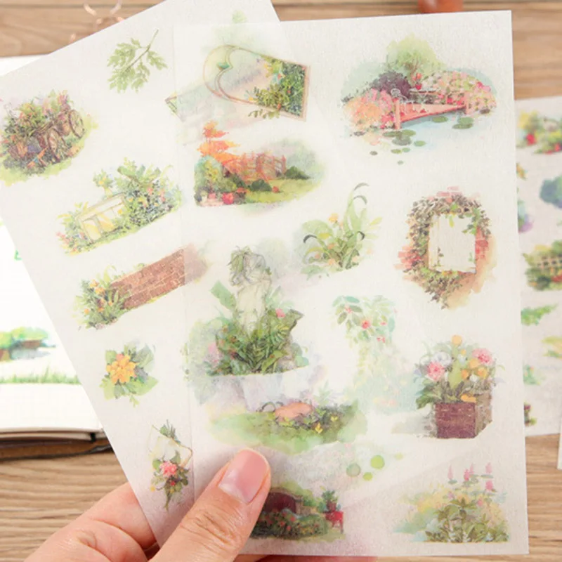 

6pcs/lot Creative Garden Flowers Sticker Creative 3D Decorative Stickers Diy Scrapbooking For Diary Decoration Material Escolar
