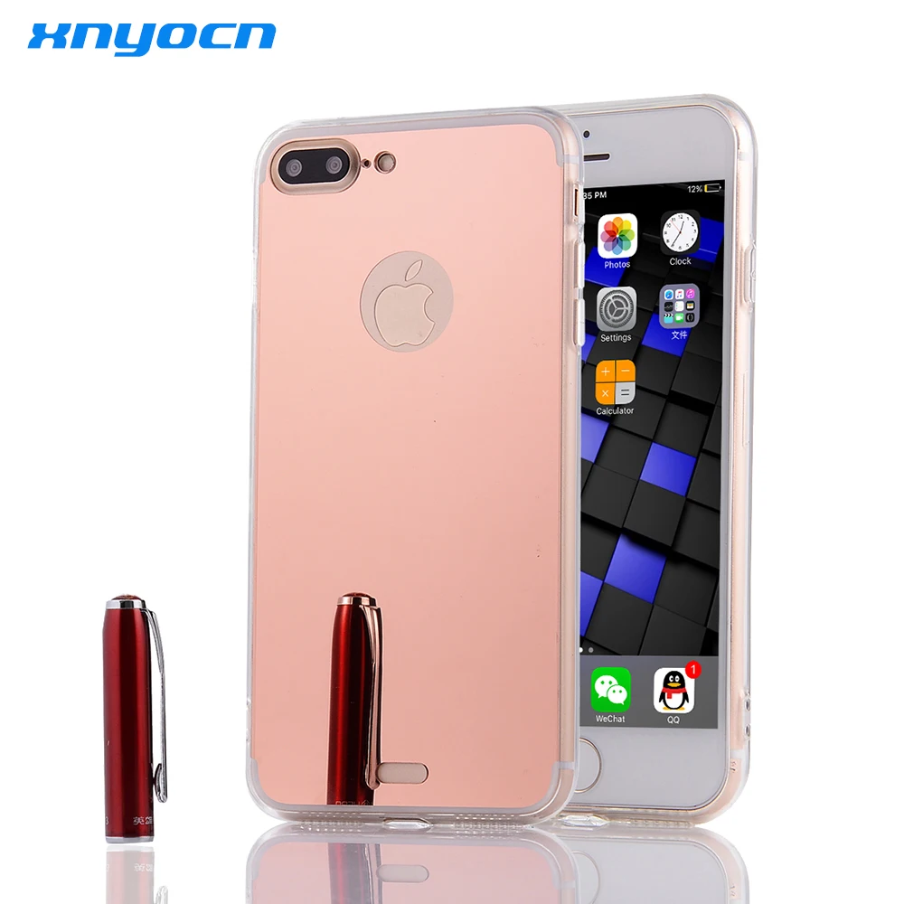 Rose Gold Luxury Bling Mirror Case for Iphone 6 6S Plus 5.5 Clear TPU Edge Ultra Slim Flexible