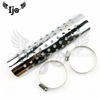 

silver chrome black universal accessories moto exhaust muffler pipe heat shield cover heel guard motorcycle heat shield guard