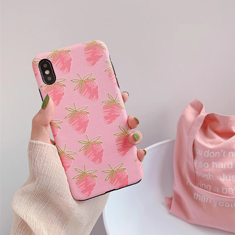 

BONVAN For iPhone X XR XS Max Case soft simple sketch fruit Protection Back Funda For iPhone 6 6s 7 8 Plus Phone Cover Coque