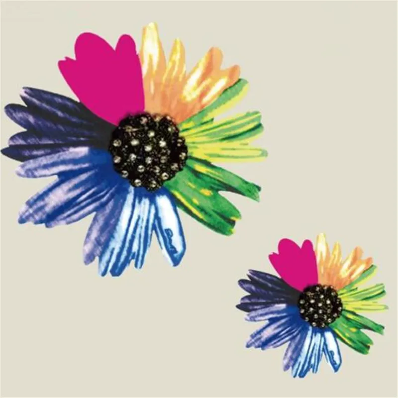 

T shirt women Diy cute pvc patch sunflower biker patches for clothing heat transfer printing clothes for stickers free shipping