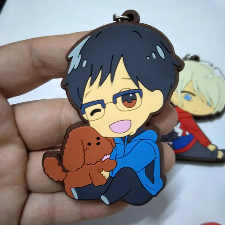 Двусторонний мягкий резиновый брелок YURI Katsuki Victor Nikiforov Yuri Plisetsky для ключей подарок