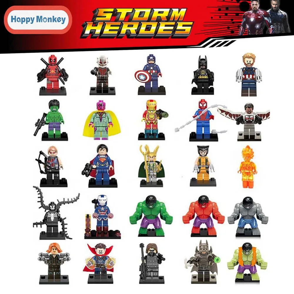 

For legoing Marvel Super Heroes Avengers 3 Thanos Falcon Spider-Man Superman Batman Vision Building Blocks Toys Figures FJ35