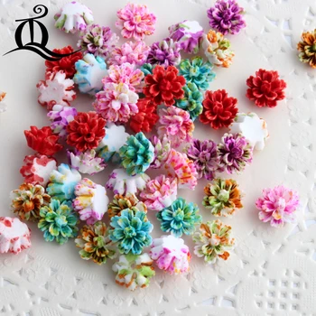 

50pcs 12mm mix flowers flat back rhinestone Diamonds resin button wedding embellishment hair bow DIY hair accessory,x70