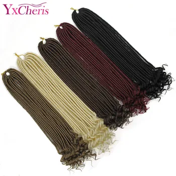 

YxCheris Goddess Faux Locs Crochet Braids Synthetic Braiding Hair Extensions 18inches 24Strands Bulk Hair Dreadlocks