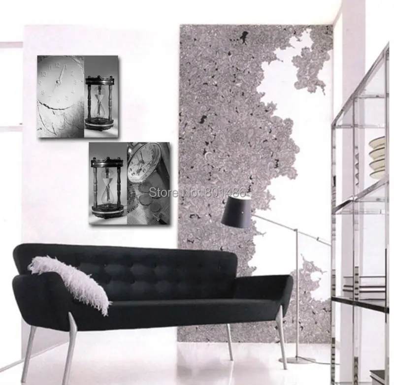 Цена по прейскуранту завода 2 шт/черные и белые часы песочные Печать на холсте для