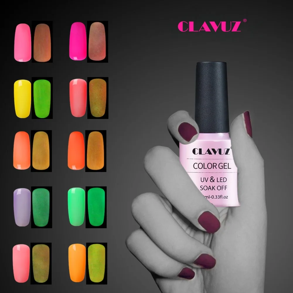 

CLAVUZ Night Glow In Dark 10ml UV Gel Nail Polish UV LED Fluorescent Neon Luminous Colors Hybrid Gellak Lacquer Lucky Varnishes