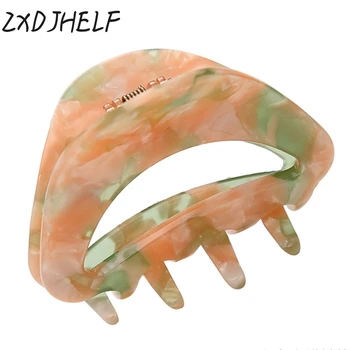 

ZXDJHELF Fashion Acetate Marble Pattern Hair Claws Women Acrylic Hollow-out Barrettes For Lady Hair Accessories Ornaments F162