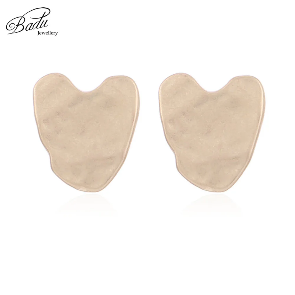 

Badu Golden Heart Stud Earring Cute Small Love Irregular Shape Earrings for Girlfriend 2018 Fashion Jewelry Gift for Girls