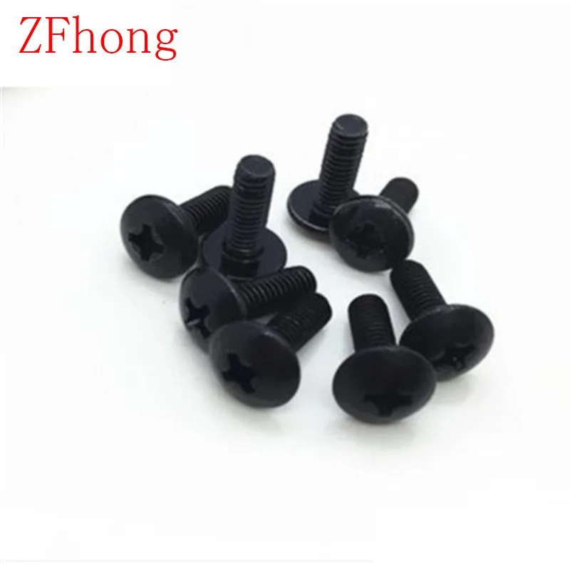 

100pcs M5*5/6/8/10/12/14/16/18/20/25/30 black Phillips Truss Head (Cross Recessed Mushroom Head) Machine Screws