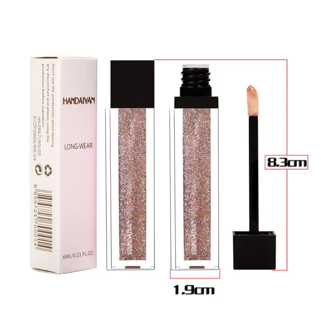 HANDAIYAN Diamond Glitter Lip Gloss Lips Makeup Rainbow Nude Pearl Matte Liquid Lipstick Makeup Cosmetics Matt