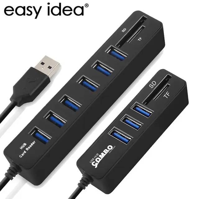 USB 2,0 концентратор 3/6 портов USB разветвитель концентратор 2,0 высокая скорость Мульти USB Combo 2 в 1 SD/TF кардридер концентратор для ноутбука ПК iMac