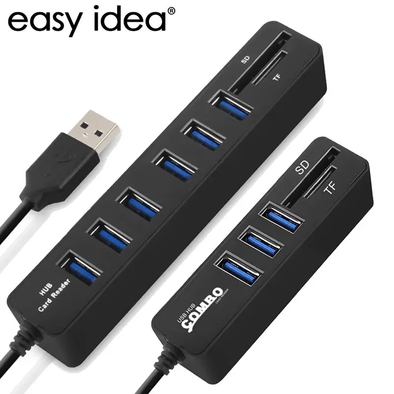 USB 2.0 Hub 3/6 Ports USB Splitter Hub 2.0 High Speed Multi USB Combo 2 In 1 SD/TF Card Reader Hub For Laptop PC iMac USB 2.0 Hub 3/6 Ports USB Splitter Hub 2.0 High Speed Multi USB Combo 2 In 1 SD/TF Card Reader Hub For Laptop PC iMac