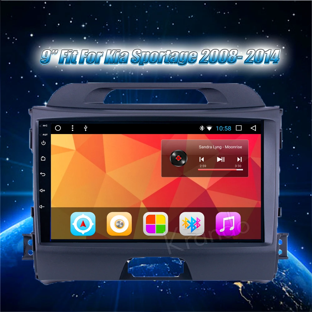 Perfect Krando Android 8.1 9" IPS Big Screen Full touch car Multimedia player for Kia Sportage 2008-2014 radio navigation system gps BT 0