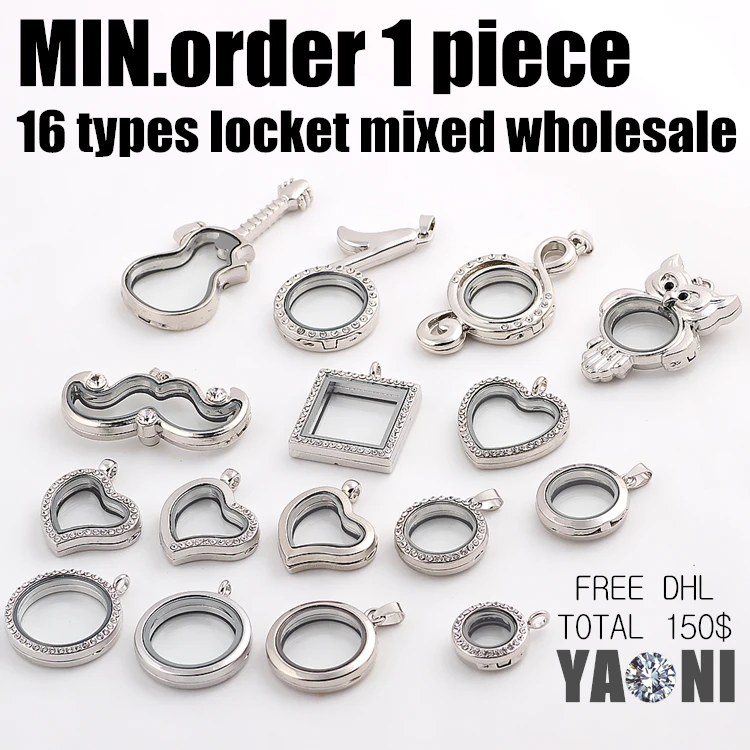 

Shuyani Min.order 1pcs! 16 designs Floating Locket Magnet Glass Floating Charms Locket Living Memory Locket Pendant