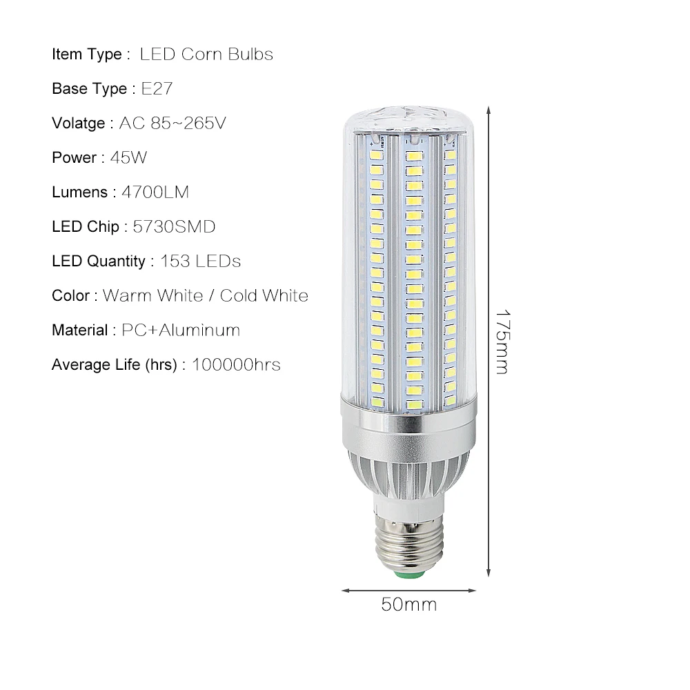 Светодиодная лампа E27 85 265 в перем. Тока 25/35/45 Вт 5730 SMD| |