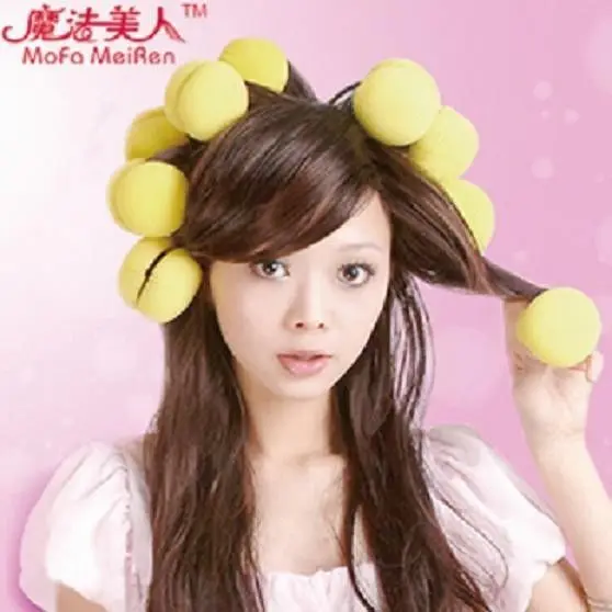 

20pcs Yellow Balls Soft Sponge Hair Curler Rollers