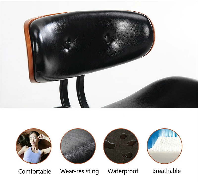 Retro Lifted Bar Chair with Wooden Backrest Rotated PU Seat Leisure High Stool Ergonomic Multi-function Front Desk Bar Stool Retro Lifted Bar Chair with Wooden Backrest Rotated PU Seat Leisure High Stool Ergonomic Multi-function Front Desk Bar Stool