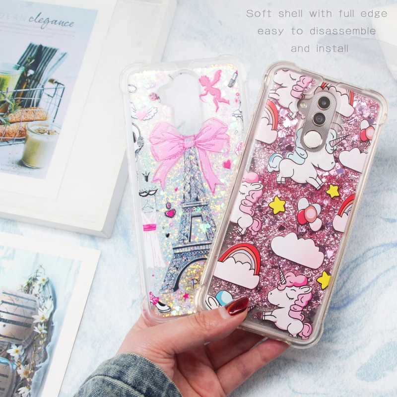 

Cartoon Shell Protection For Huawei Mate 20 Pro Lite Mate 10 Pro Shine Liquid Quicksand Dynamic Back Clear Cover Phone Case