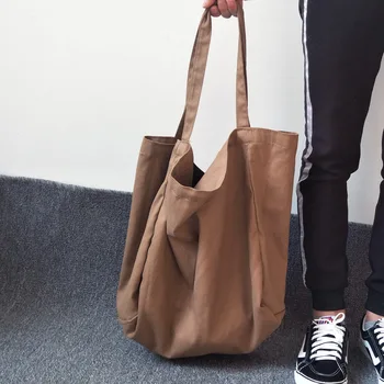

Fashion Soft Classic Basic Solid Color Women Canvas Handbags 2019 New Female Casual Simple Students School Bags Shoulder Bags
