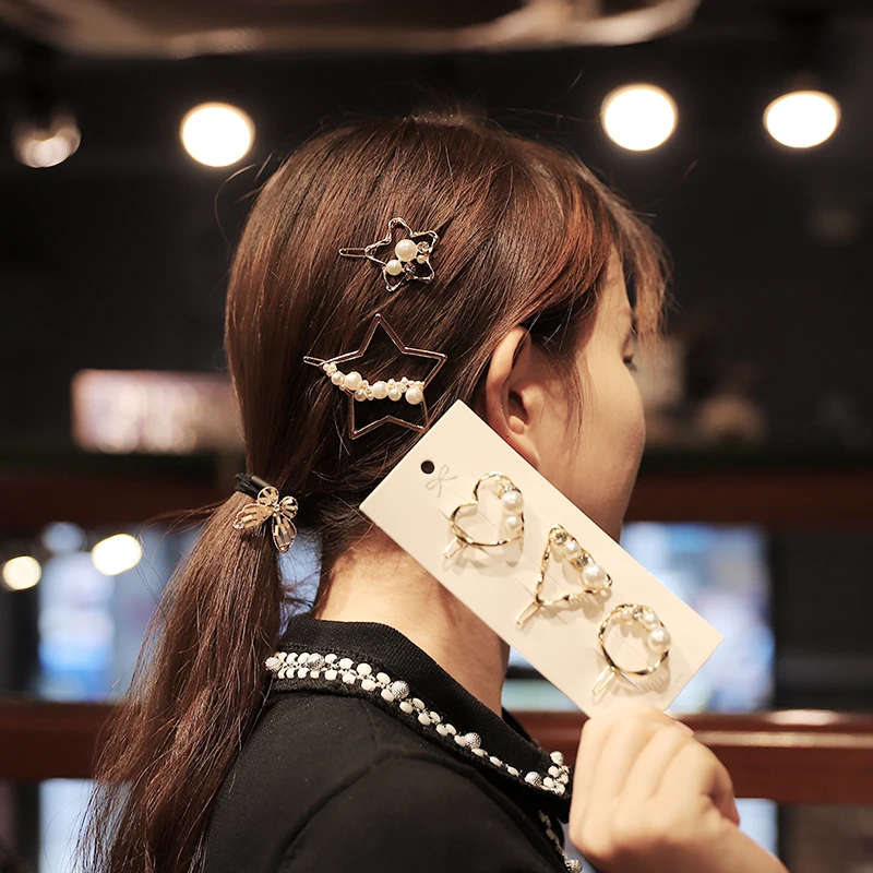 

Pearl Hair pins Woman Barrettes Korean Style BB Clips Geometric Hair Clips Girls Hair Accessories Hair Grip Headwear