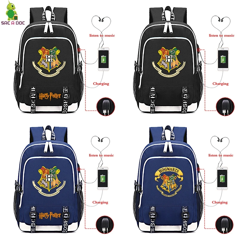 

New Harri Potter Hogwarts Backpack Satchel College School Bags Travel Backpacks Laptop Bookbags for Teenage Girls Usb Charging