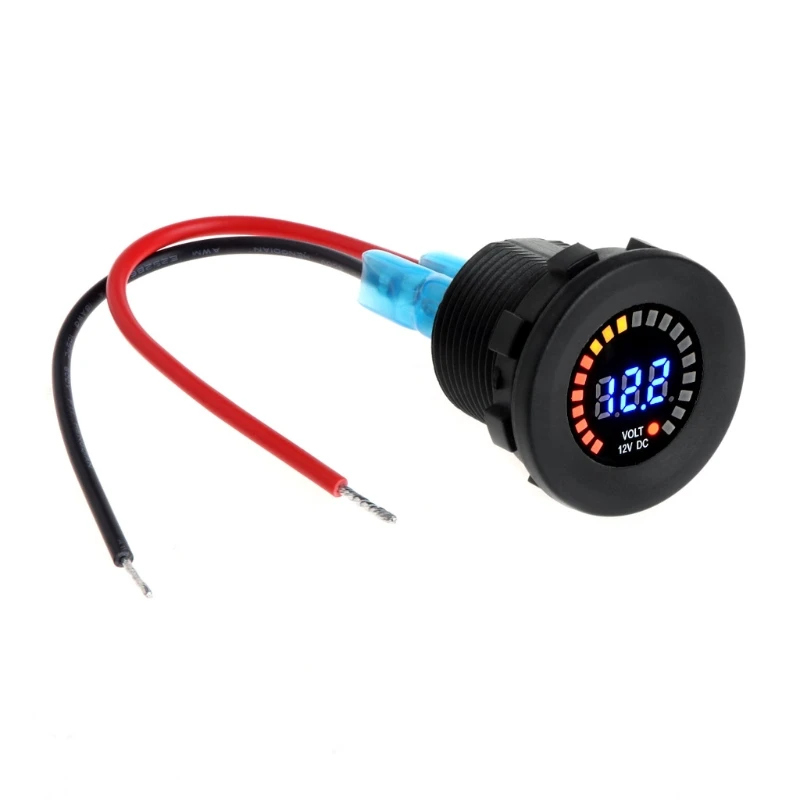 

Car Motorcycle Waterproof Blue LED Digital Panel Display Voltmeter Voltage Volt Meter Gauge Black DC 12V/24V W329