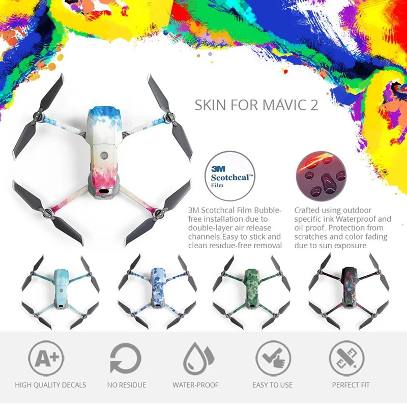 Наклейки PGYTECH на весь корпус для Mavic 2 Pro Zoom водонепроницаемые и маслостойкие
