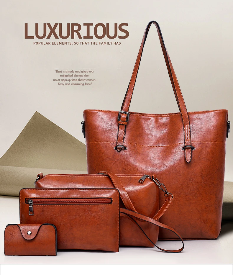 plutônio do vintage 4 pces bolsa de alça feminina