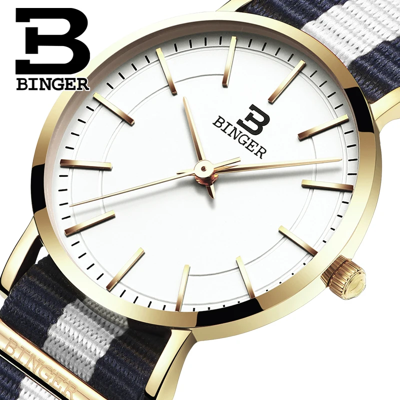 Switzerland BINGER women watches luxury brand ultrathin limited edition Waterproof lovers s quartz Wristwatches B 3050W