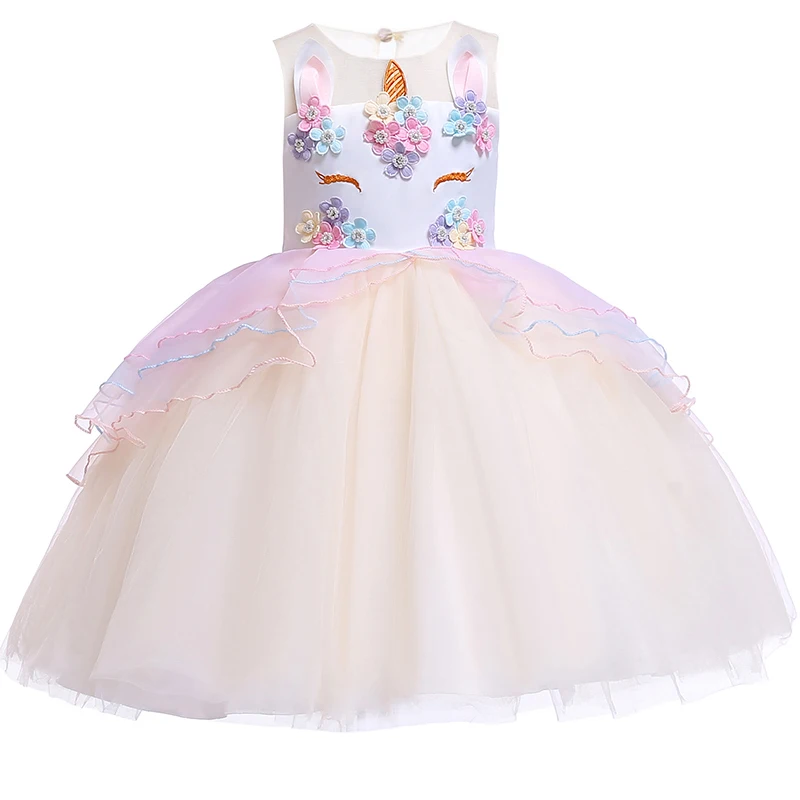Единорог вечерние платья для маленьких девочек детская одежда платье принцессы на свадьбу Детские платья для девочек; маскарадное платье Костюмы на возраст 2, 4, 10 лет