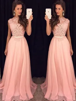 

Alexzendra Light Pink Chiffon Party Dress Prom Dresses Customize Lace Bodice Long New Party Dresses Plus Size