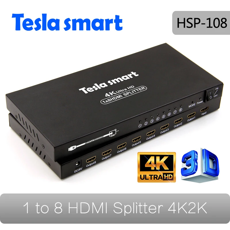1 in 8 out HDMI Splitter 1x8 with Reslution up to 4K(3840*2160) 1080P 3D