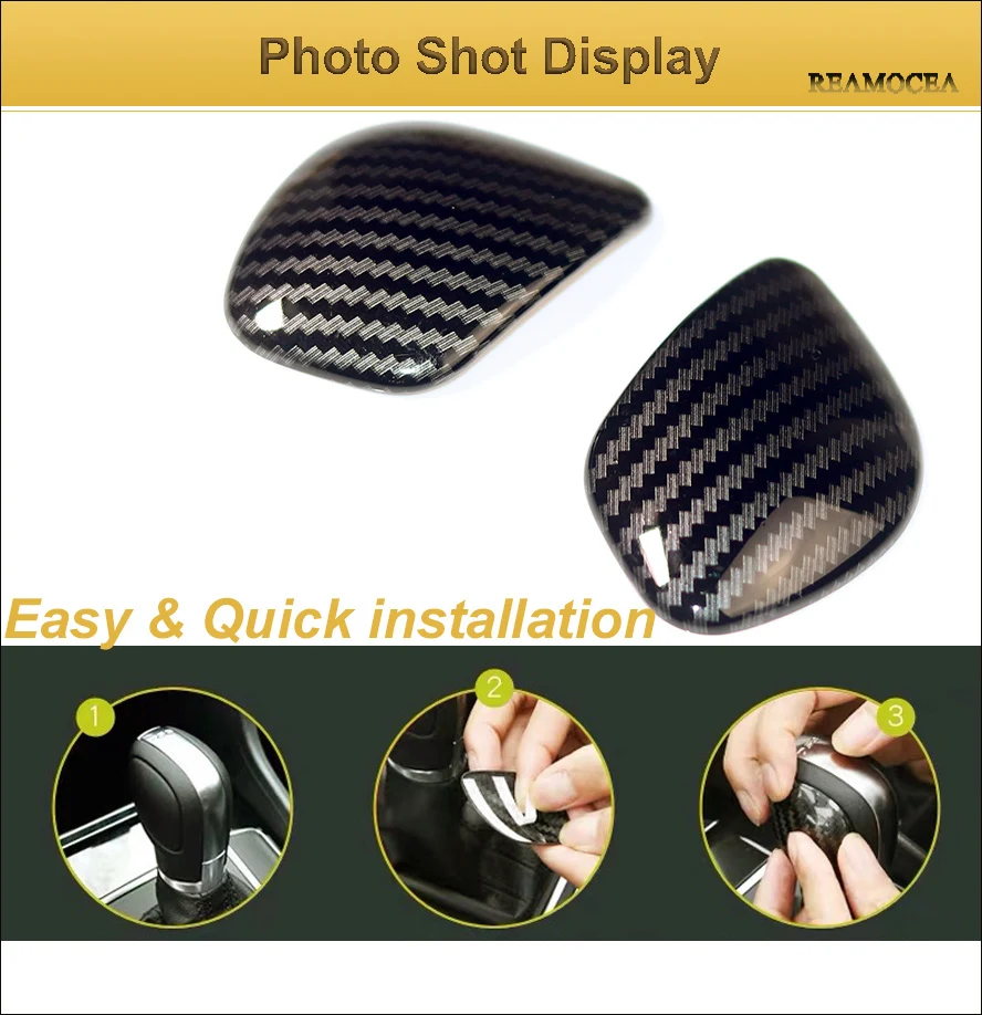 Reamocea 2Pcs Carbon Fiber Gear Shift Knob Gear Head Protection Cover Sticker For VW Golf 7 GTI MK7 2013 2014 2015 2016 - 2018 (8)