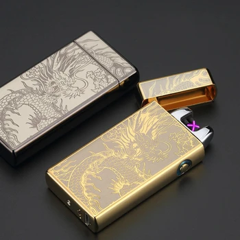 

Luxury Electronic Lighter Noble Double Pulsed Arc Lighter USB Rechargeable Flameless Electric Smoking Cigar Lighters mecheros