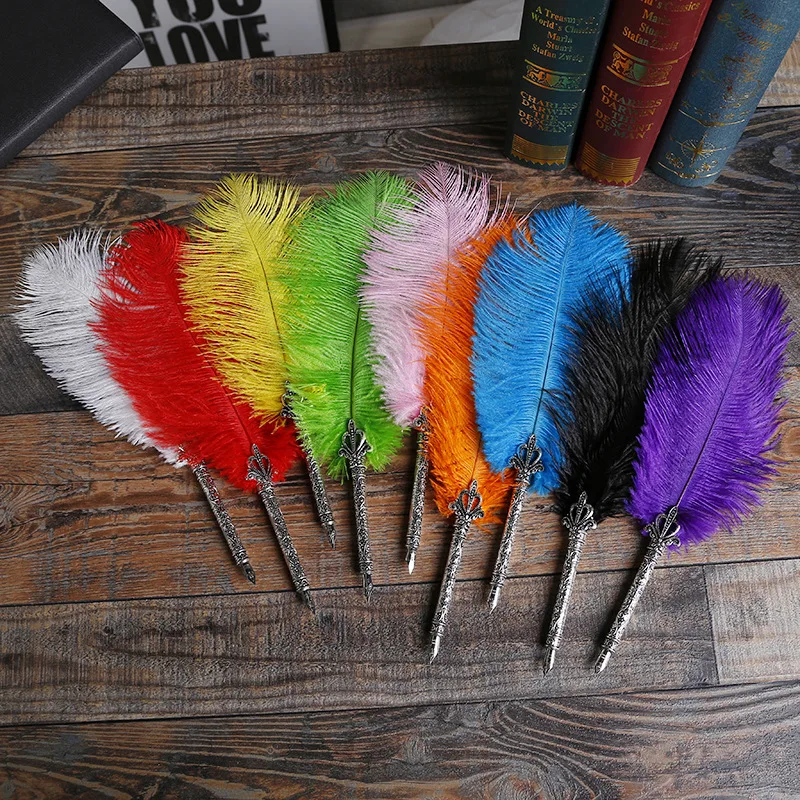 Retro Classical Swan Feather Quill Metal Nib Dip Pen Fountain Pen Kids