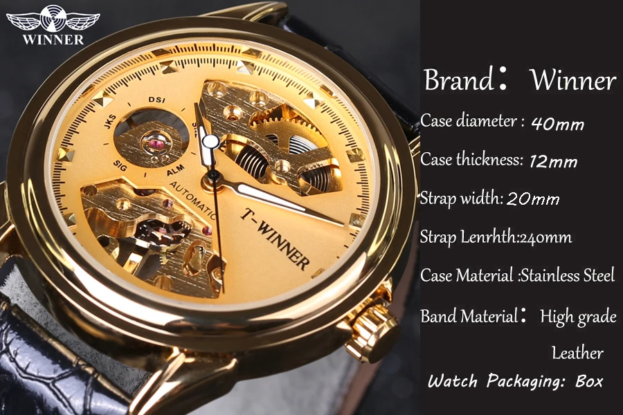 Winner новые дизайнерские прозрачные золотые повседневные мужские часы с скелетом из нержавеющей стали топ брендовые роскошные механические часы